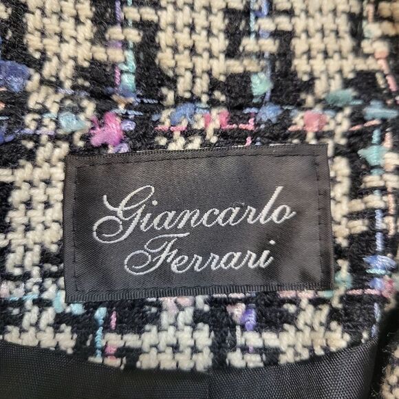 Giancarlo Ferrari Women's Tweed Blazer - Black White Pastel Pink Purple Blue - Picture 10 of 12